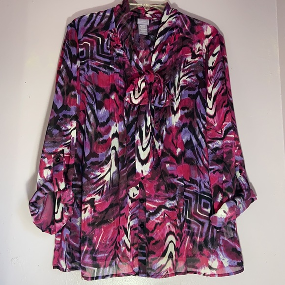 Laura Scott Tops - Laura Scott Multicolor Button Down Blouse Size XL